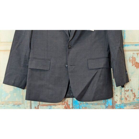 Stafford Mens 38 Short Gray Stria Super Suit Classic Fit Fine Wool Blend Solid - Picture 3 of 10